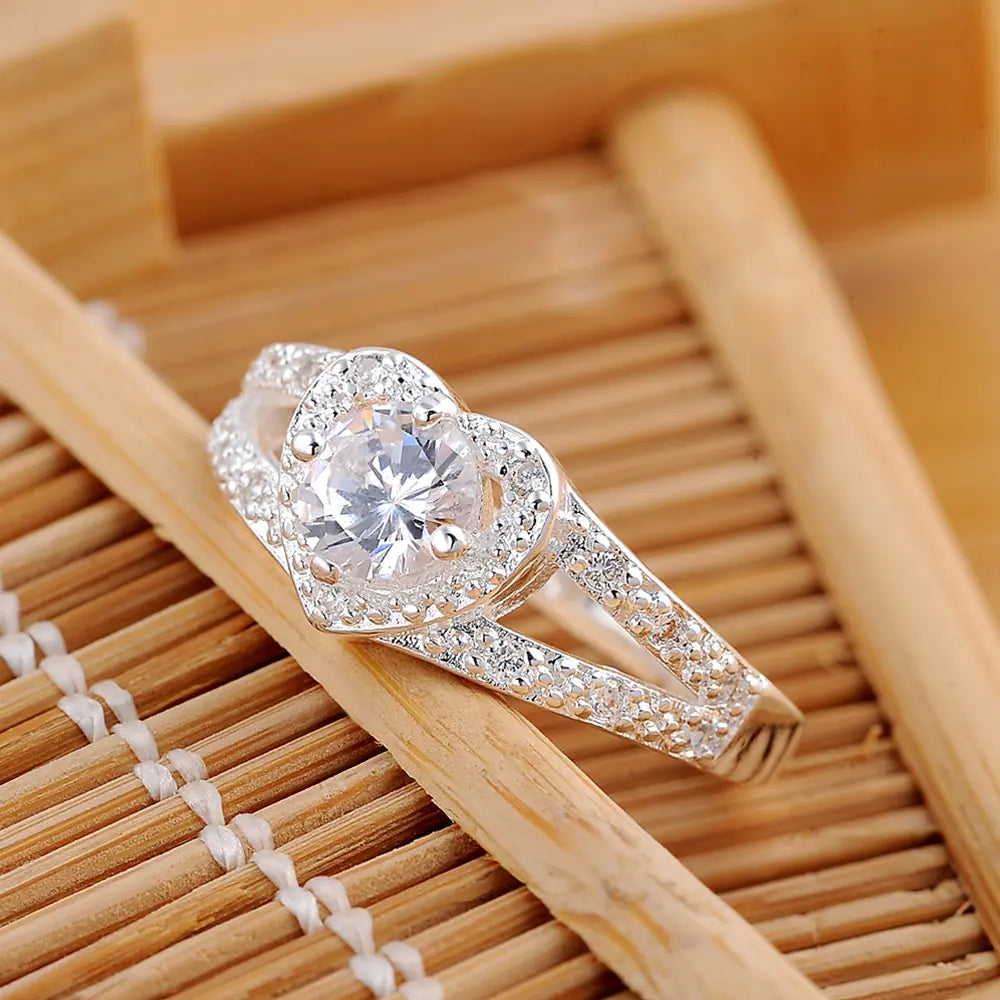 Chic Heart Zirconia 925 Silver Ring