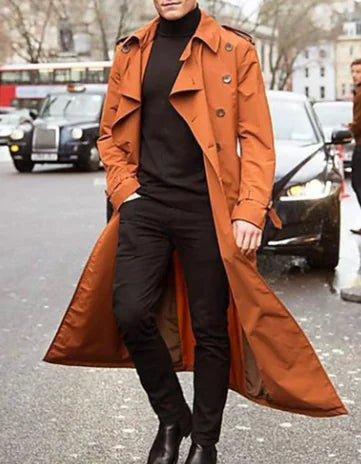 Solid Color Mid-Length Trench Coat