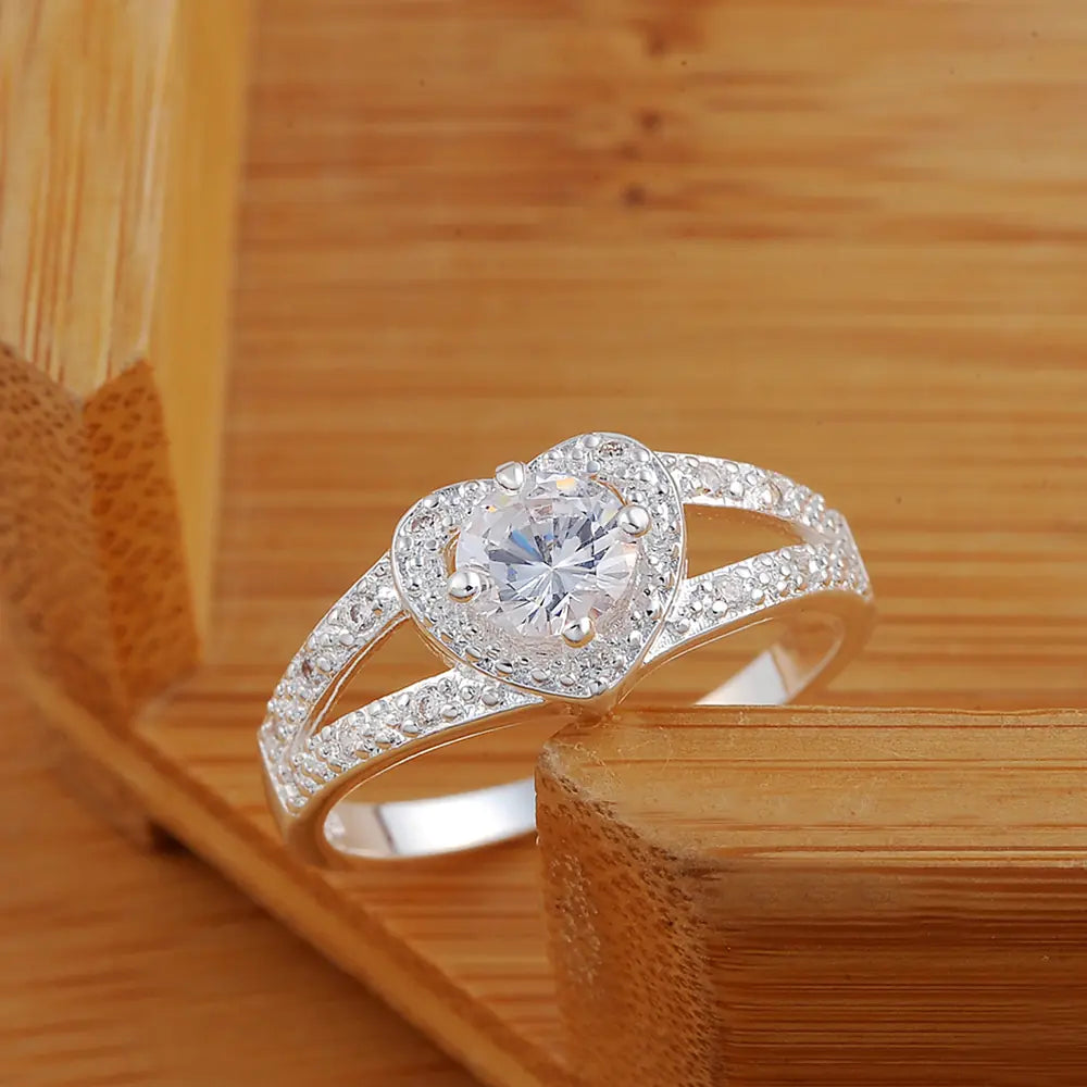 Chic Heart Zirconia 925 Silver Ring