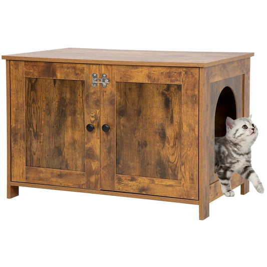 Hidden Wood Cat Litter Box Cabinet