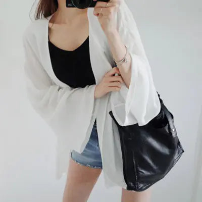 Korean Style Sun Protection Cardigan for Women (White)