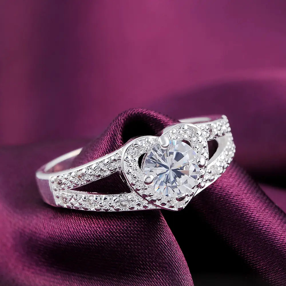 Chic Heart Zirconia 925 Silver Ring