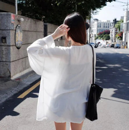 Korean Style Sun Protection Cardigan for Women (White)