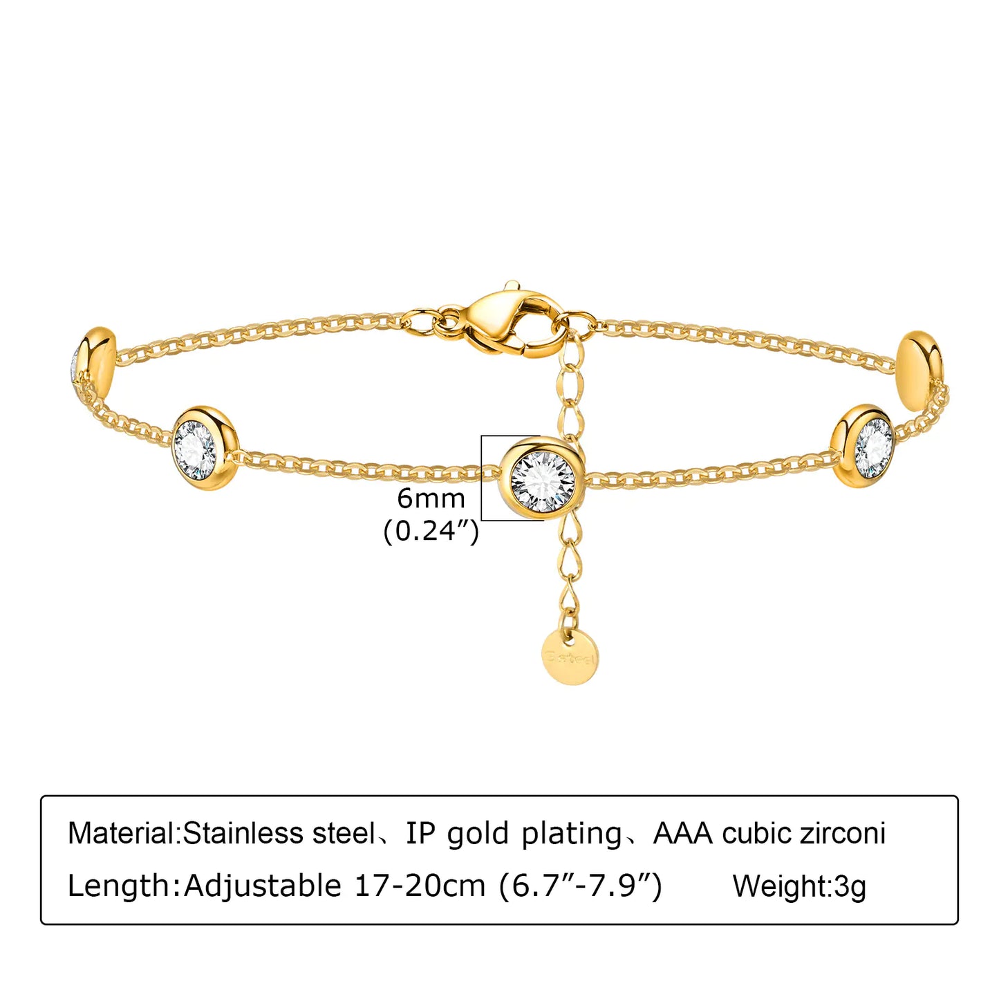 Chic Zircon Geo Gold Bracelet