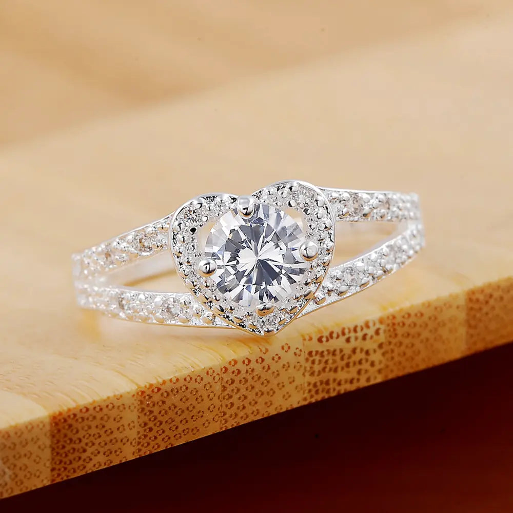 Chic Heart Zirconia 925 Silver Ring